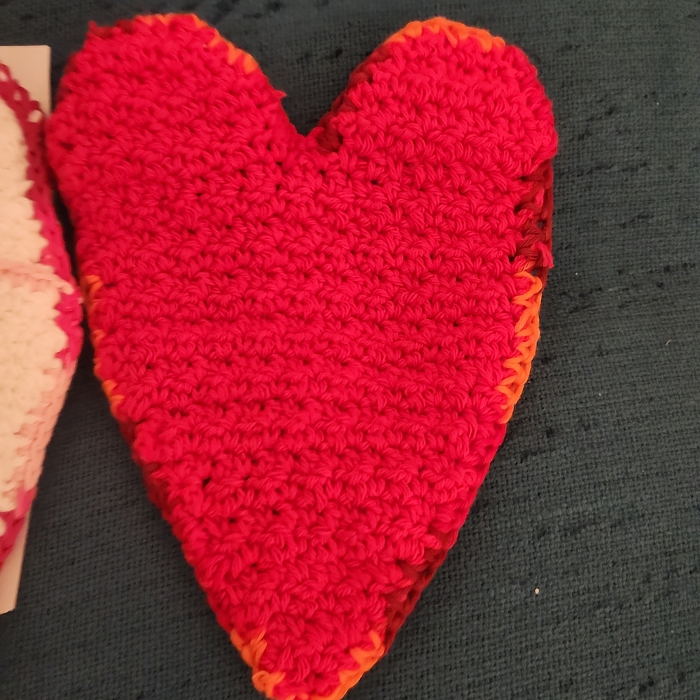 Handmade Red Heart Crochet Coaster